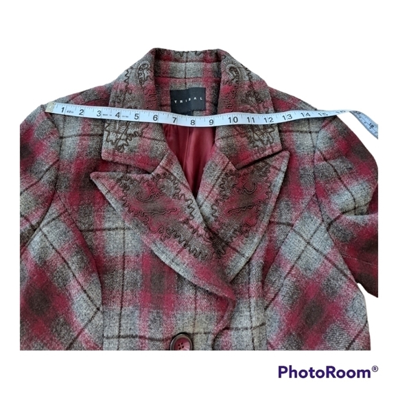 TRIBAL womens coat jacket pink & gray wool size 8 - Picture 13 of 14